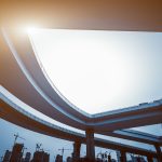 view under the urban overpass in city of China.